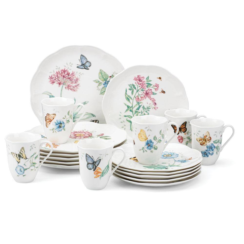 Lenox Butterfly Meadow 18-Piece Casual White Porcelain Dinnerware Set (Service for 6) 6342794