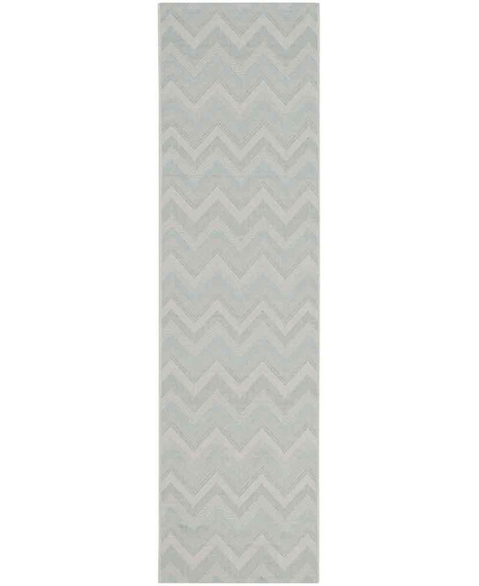 Safavieh Courtyard CY6155 Light Grey and Aqua 2'3 x 12' Sisal Weave Runner Outdoor Area Rug