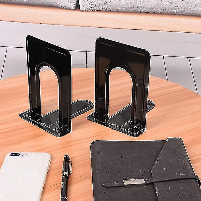 Bookends Pair Non-slip Heavy Metal Durable Sturdy Strong Books Organizer2pcsblack