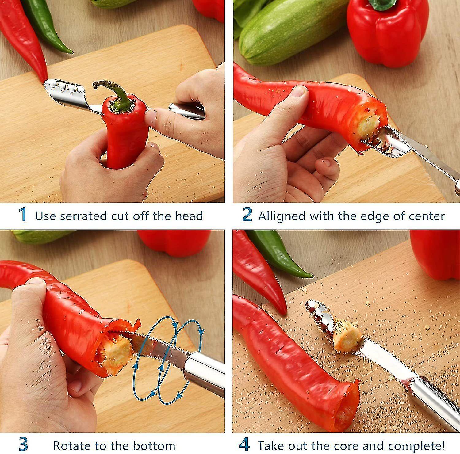 Stainless Steel Chili Corer Remover Seed Remover Jalapeno Pepper Corer Tools