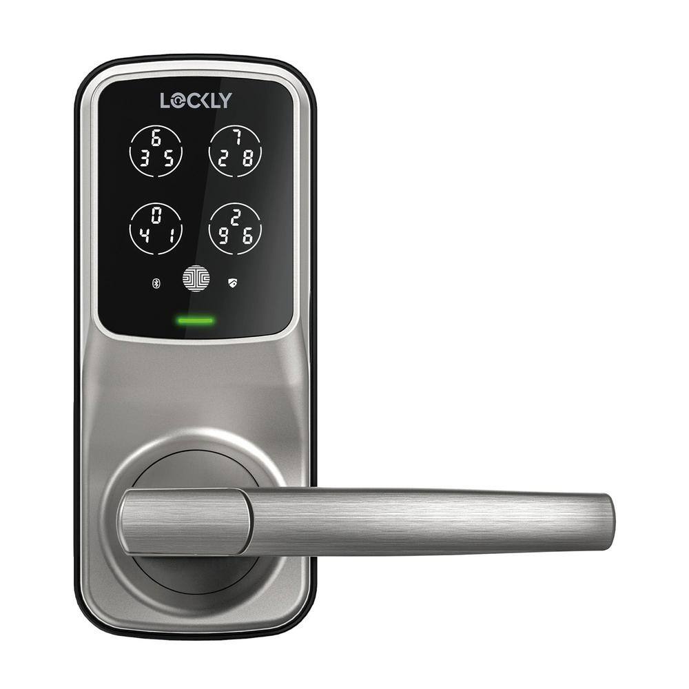 Lockly Secure PRO Satin Nickel Smart Alarmed Locks Latch with 3D Fingerprint and WiFi (Works with Alexa and Google Home) PGD 628W SN