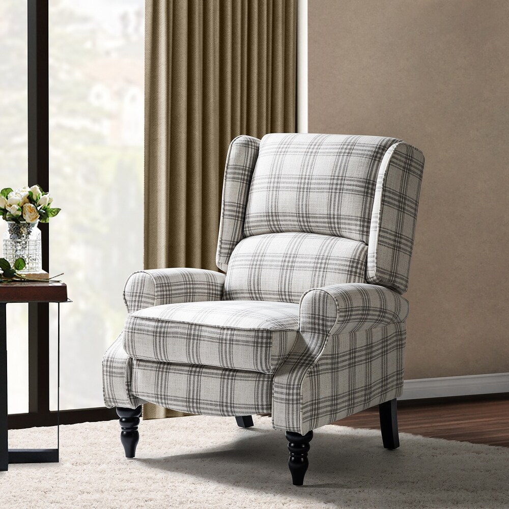 Olympus Upholstered Classic Manual Wingback Recliner with Spindle Legs by HULALA HOME