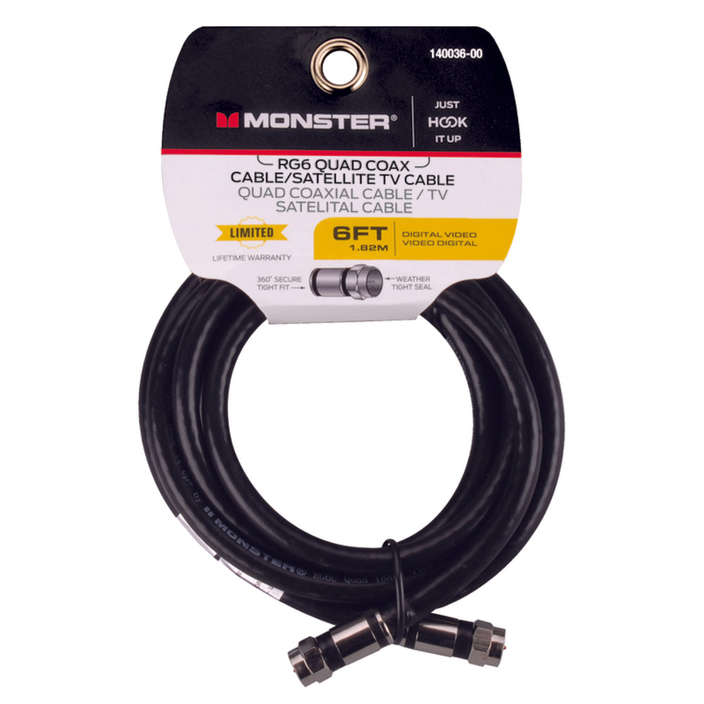 CABLE RG6 QUAD 6' BLACK