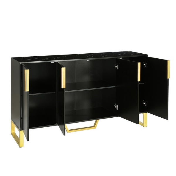 sideboard with Four Doors Metal Legs and Adjustable Shelves