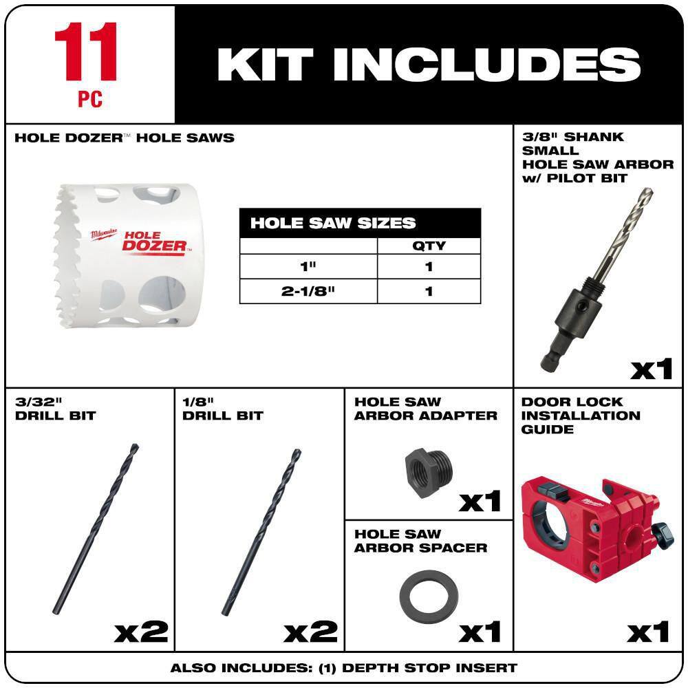 MW Door Lock Installation Bi-Metal Hole Saw Set 49-22-4073