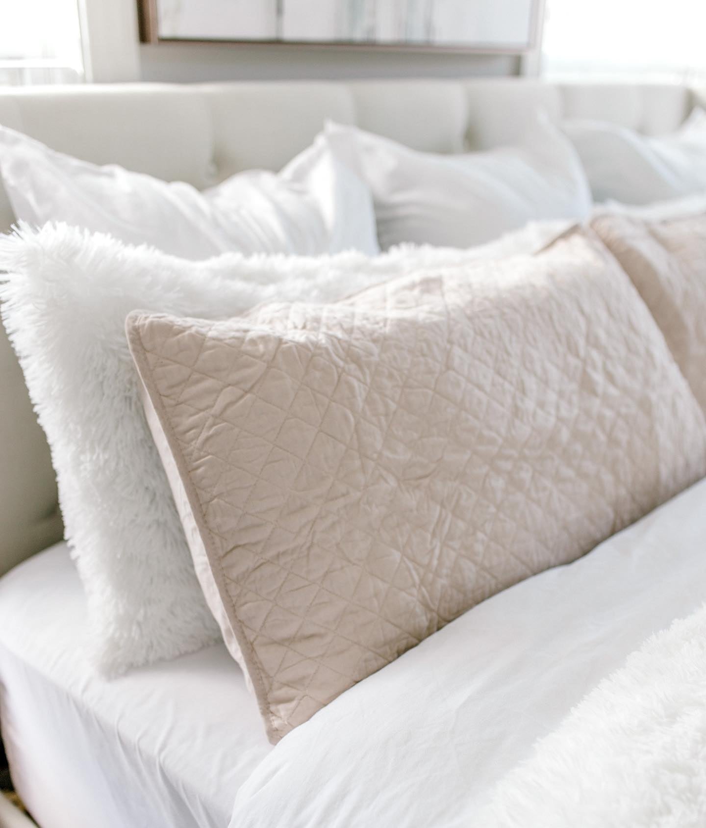 Bedding Bundle: Emma Faux Fur Comforter Set + Ava Diamond Quilt Set