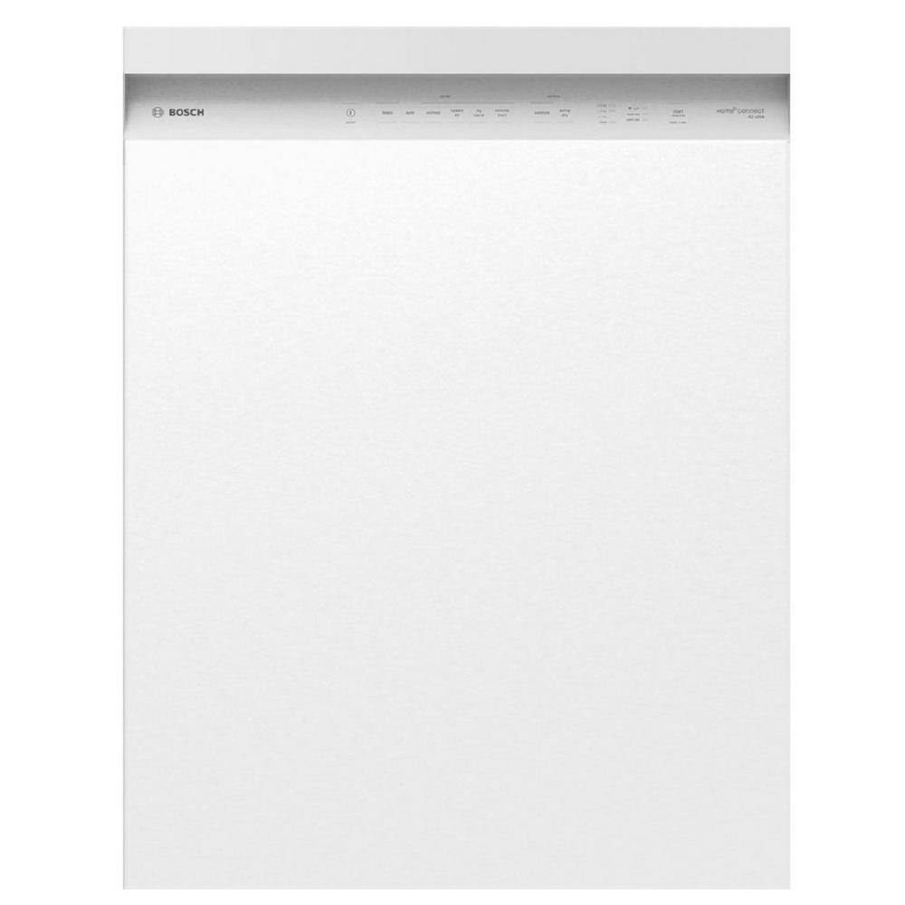 Bosch 100 Series Plus 24 in. White Front Control Tall Tub Dishwasher with Hybrid Stainless Steel Tub SHE4AEM2N