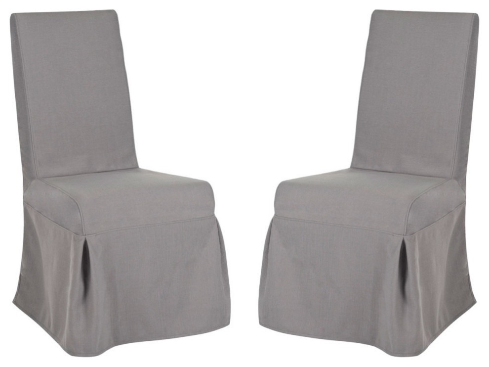 Robin 19  x27 x27h Linen Slipcover Chair (set Of 2) Arctic Grey / Cherry Mahogany   Transitional   Dining Chairs   by AED Luxury Home Decor  Houzz