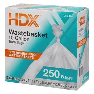 HDX 10 Gal. Clear Waste Liner Trash Bags (250-Count) HDX 960428