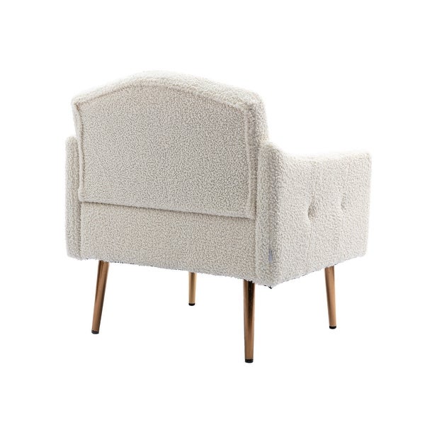 Teddy Fabric Accent Chair Leisure Single Sofa with Rose Golden Legs for Modern Living Room