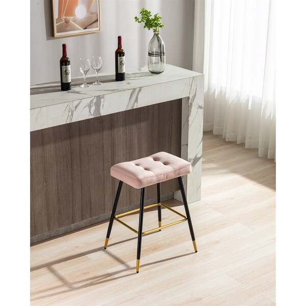 Vintage Stool No Backless Counter Height， Metal Frame is Sturdy and Stable，Sponge Foam Seat Cushion for Bar and Restaurant