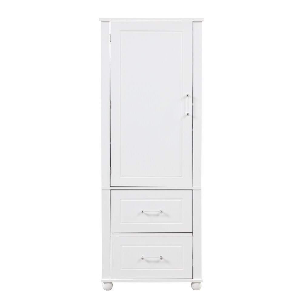 Tall Bathroom Cabinet with Acrylic Bar Handles  Freestanding Storage Organizer with Pull out Drawers and Adjustable Shelf