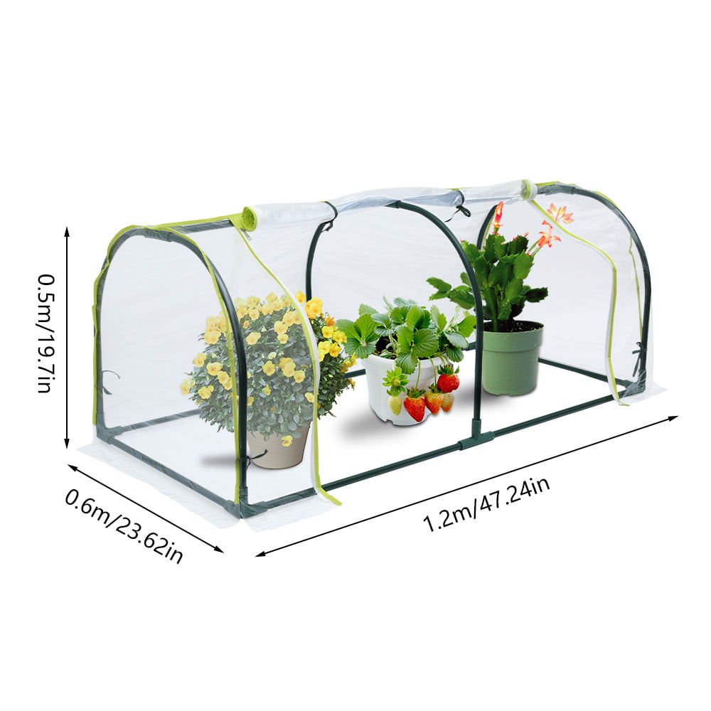 ODOMY Mini Tunnel Greenhouse, 120 x 60 x 50cm Portable Garden Greenhouse Cover Grow House Tent Outdoor Plastic Plant Covers for Seed Plants Vegetables Flower Grow