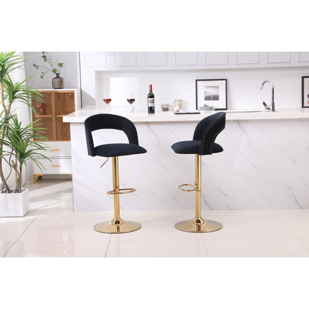 Swivel Velvet Bar Stool Counter Height Adjustable Set of 2