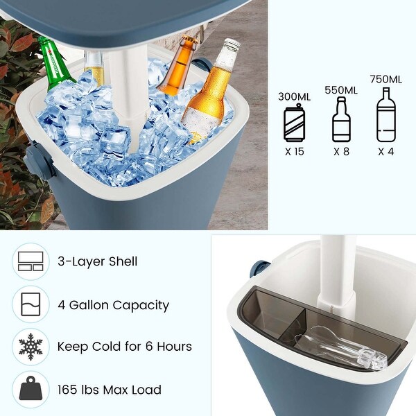 Costway 4 Gallon Portable Cooler Bar Table with Handle Bottle Opener and