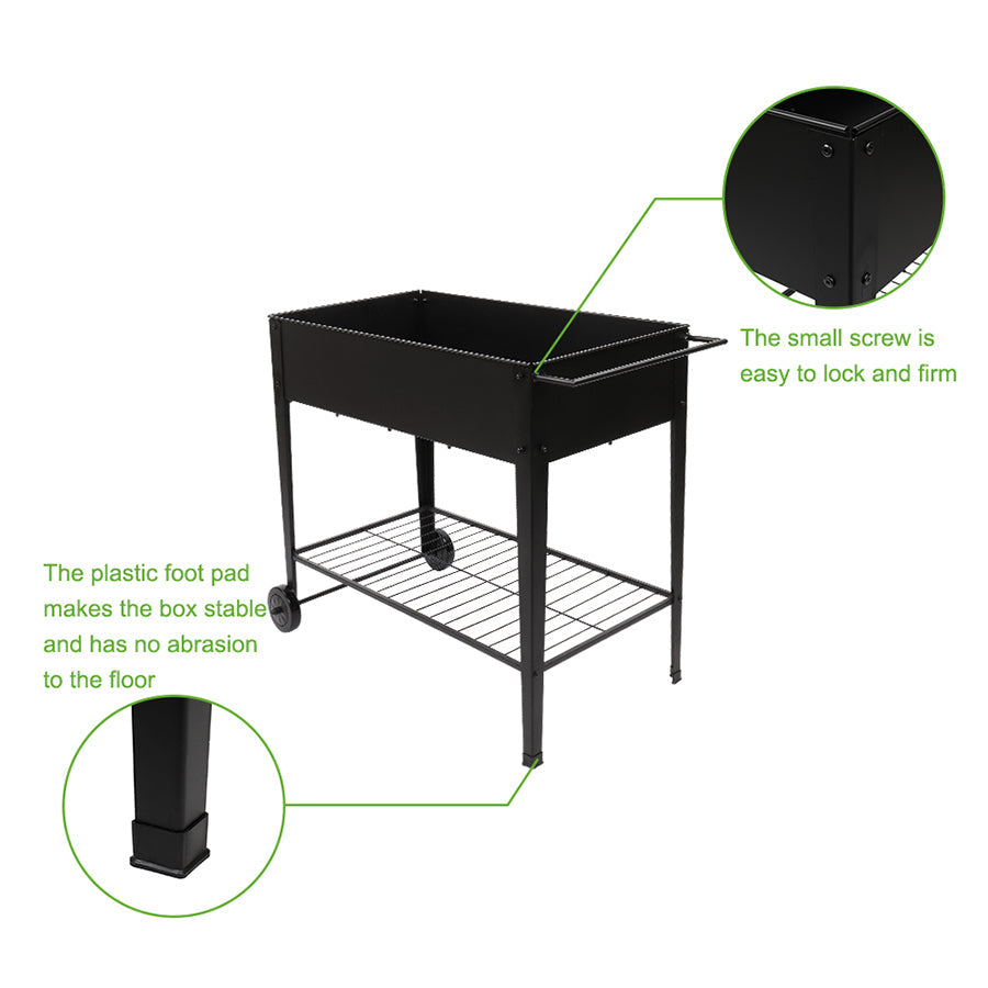 ES Raised Planter Box with Legs Wheels Garden Bed Outdoor Elevated Growing Standing Bed for Vegetables Flower Herb Backyard Patio Balcony