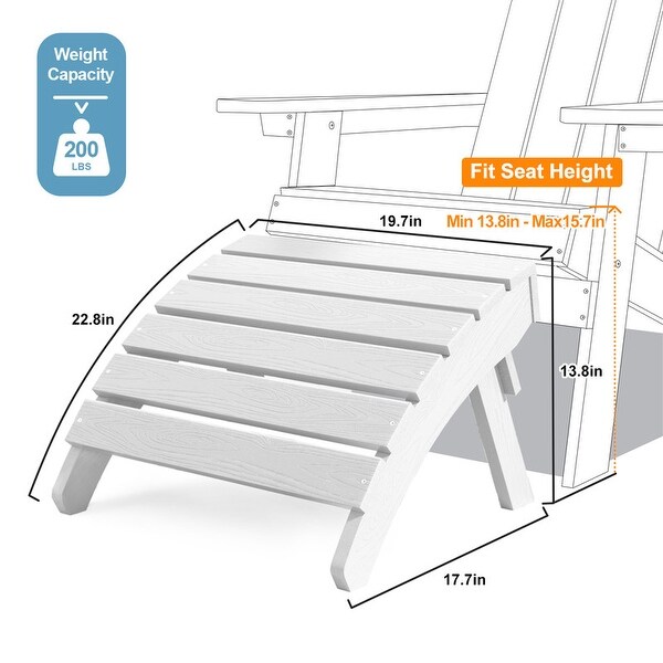 WINSOON 2Piece All Weather HIPS Outdoor Adirondack Chair with CupHolder and Ottoman