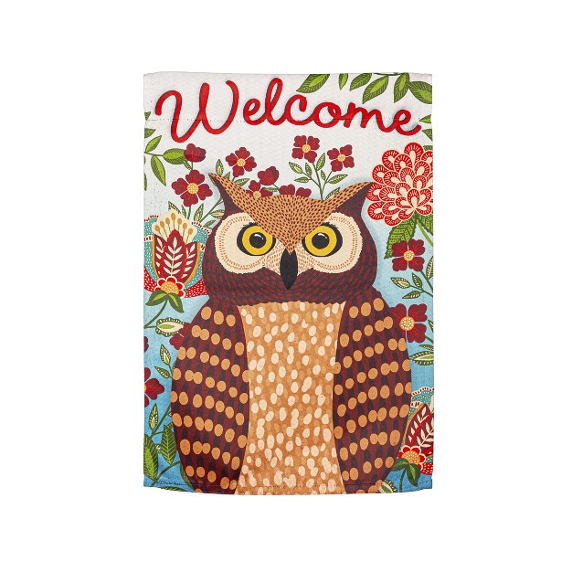 Fall Owl Welcome Garden Suede Flag