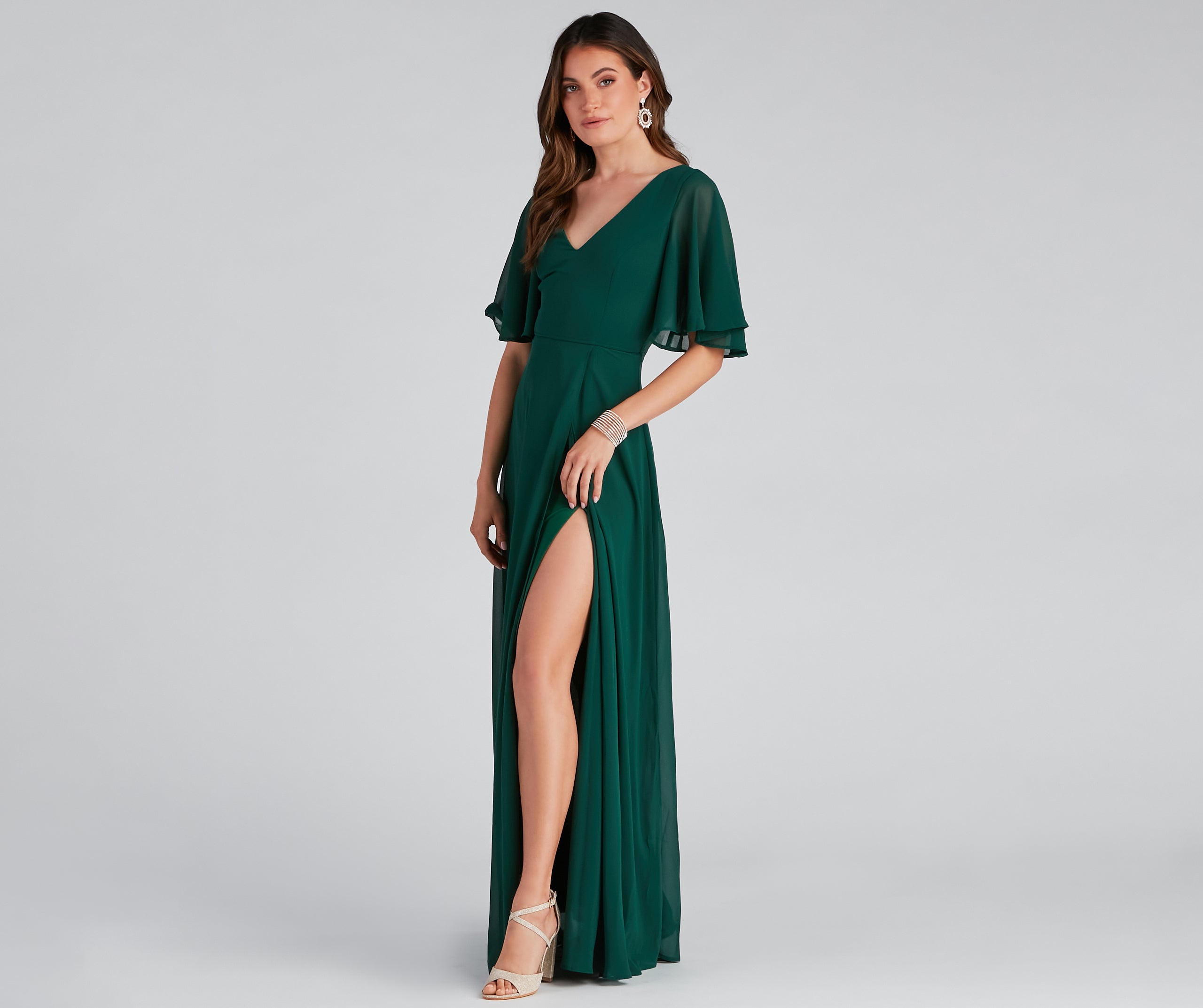 Greta Formal High Slit Chiffon Dress