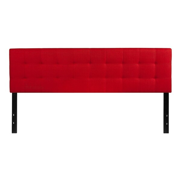 Offex Contemporary Tufted Upholstered King Size Panel Headboard in Red Fabric - - 27413778