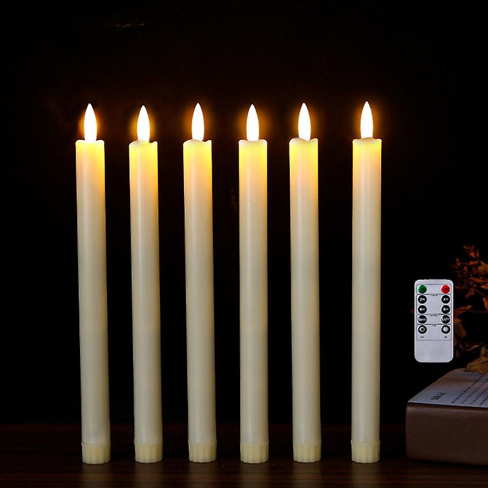 3x 25cm Electric Pillar Candle Yellow Flicker Dinner Table Light Remote Control Timing Atmosphere Lamp For Wedding Party Event