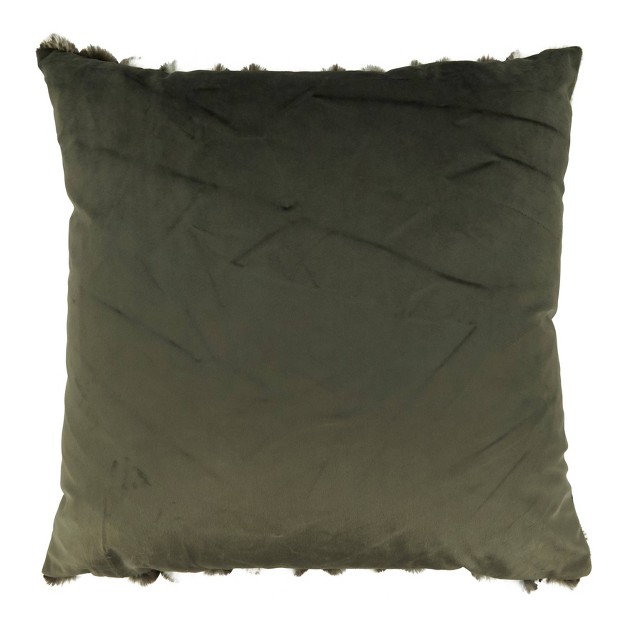 Poly Filled Faux Fur Design Square Throw Pillow Black Saro Lifestyle