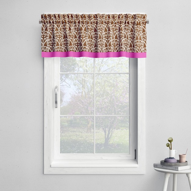 Bacati Damask Pink choc Window Valance