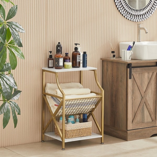 Modern 3-tier Open Storage Shelf Side Table Magazine Holder