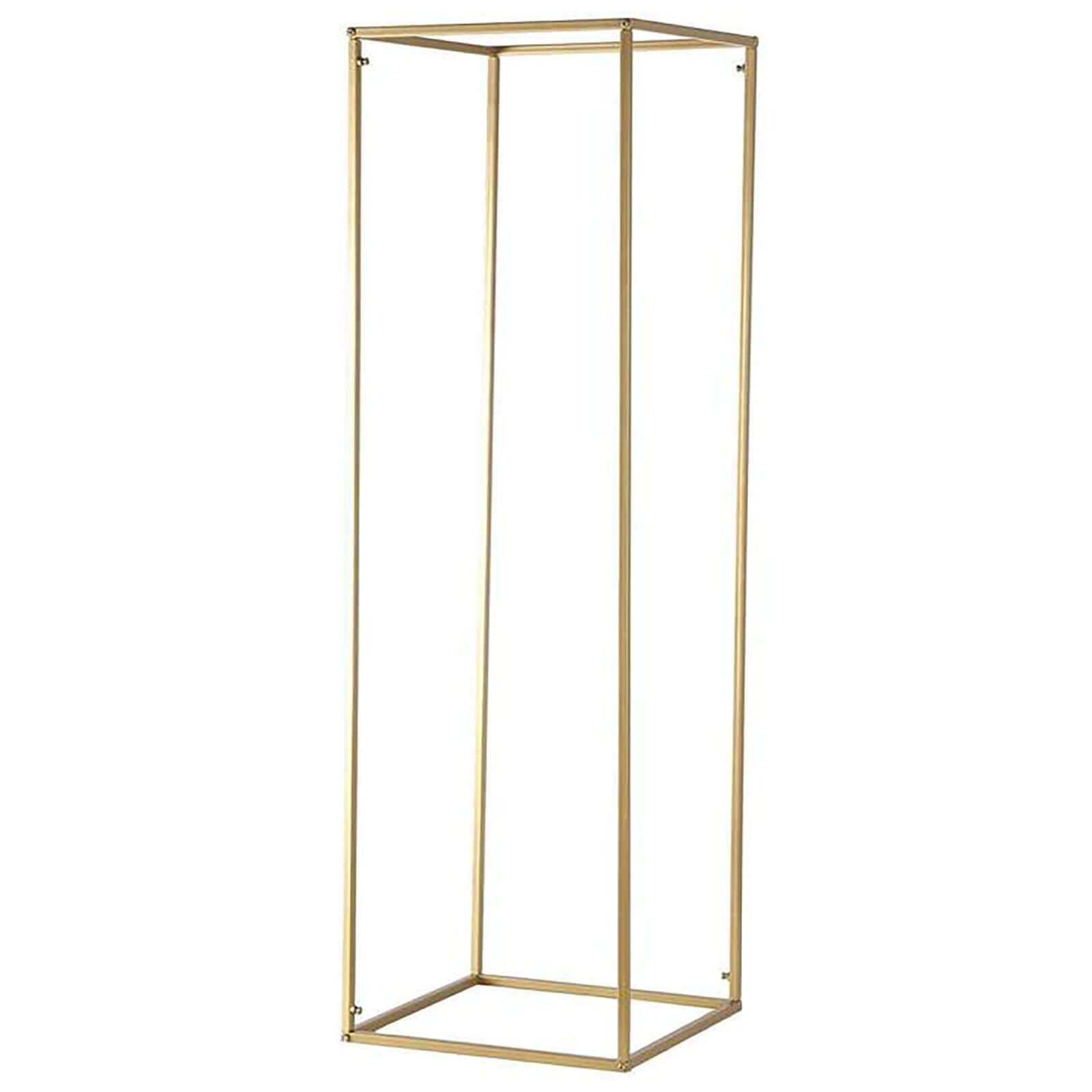 2 Pack Rectangular Gold Metal Wedding Flower Stand, Geometric Column Frame Centerpiece 48