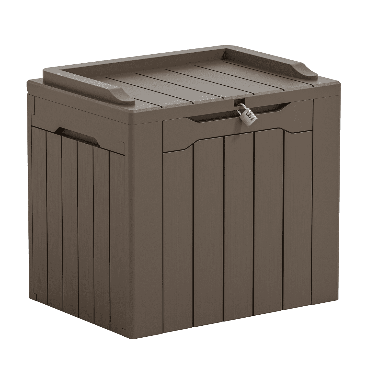 Devoko 32 Gallon Outdoor Resin Deck Box with Seat, Brown