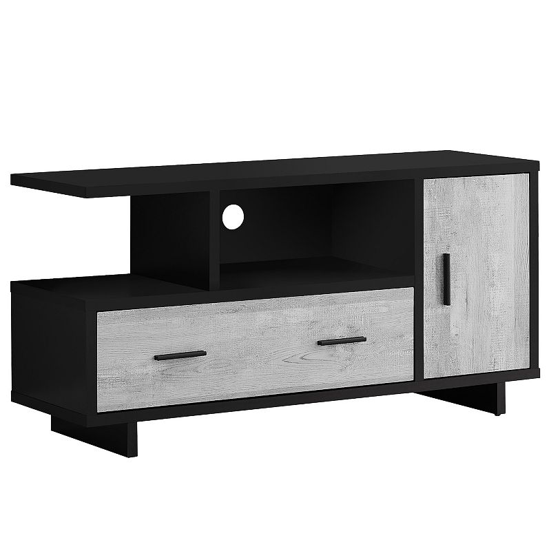 47.25 Black and Gray Contemporary Rectangular TV Stand with Drawers