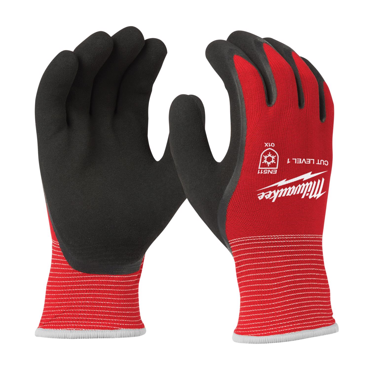 MW Unisex Indoor/Outdoor Winter Dipped Gloves Black/Red L 1 pair