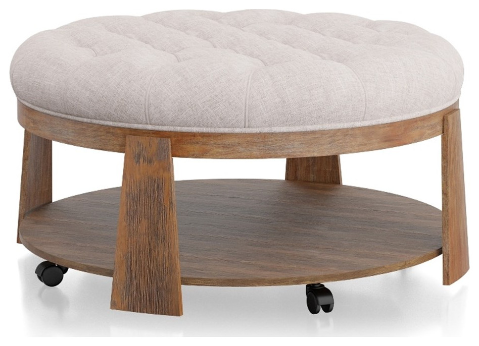 Furniture of America Scandi Wood Round Coffee Table in Natural and Beige   Transitional   Coffee Tables   by Homesquare  Houzz