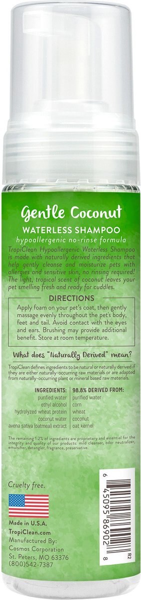 TropiClean Waterless Hypo Allergenic Dog and Cat Shampoo