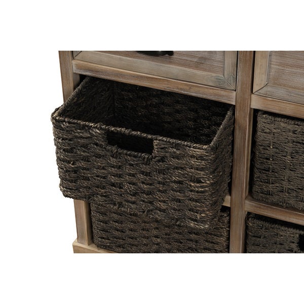 Modern Storage Cabinet with Two Drawers and Four Basket