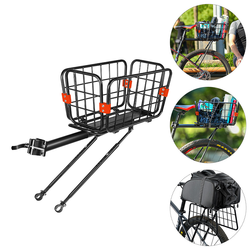 1 Pc Sturdy Aluminum Alloy Bike Rear Seat Basket Storage Basket for Items Organizing (Black)