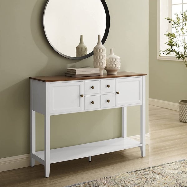 Wood Sideboard Buffet Storage Cabinet with Drawers and Shelf