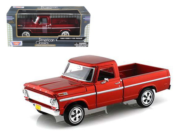 Motormax 1969 Ford F 100 Pickup Truck Burgundy 1/2...