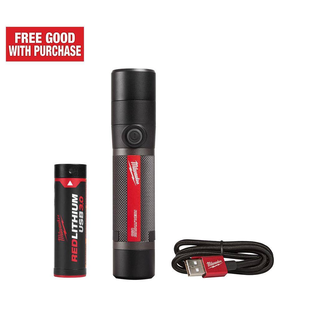 MW 800 Lumens LED USB Rechargeable HP Fixed Focus Flashlight 2160-21