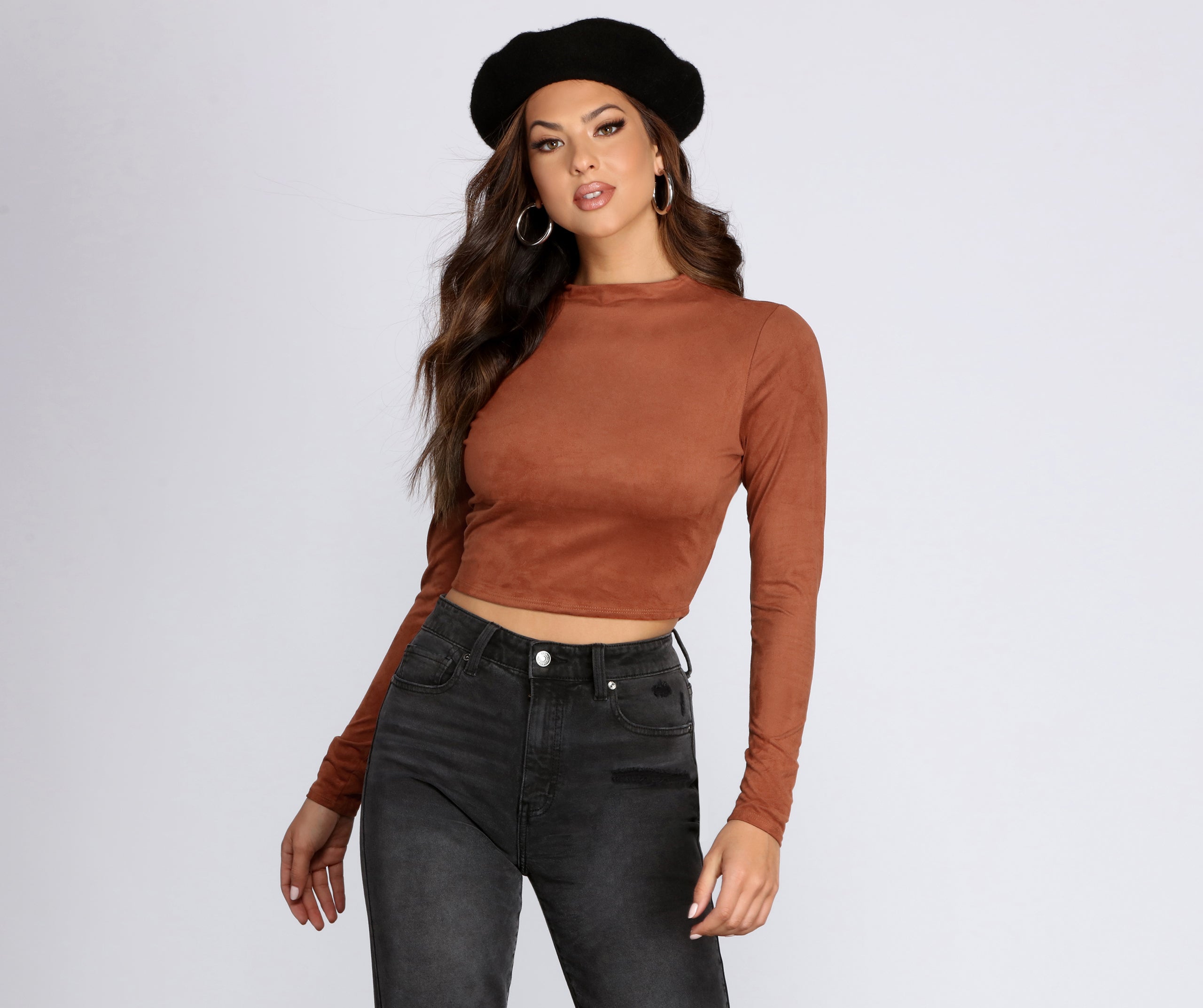 Chic Faux Suede Crop Top