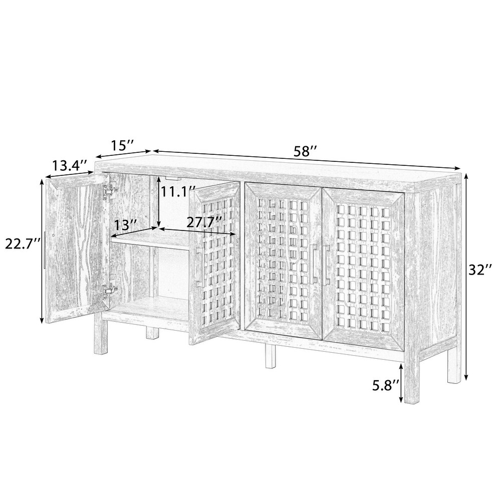 Bedroom Storage Cabinet Console Table with 4 Doors Kitchen Sideboard Buffet Dining Table Living Room Sofa Table