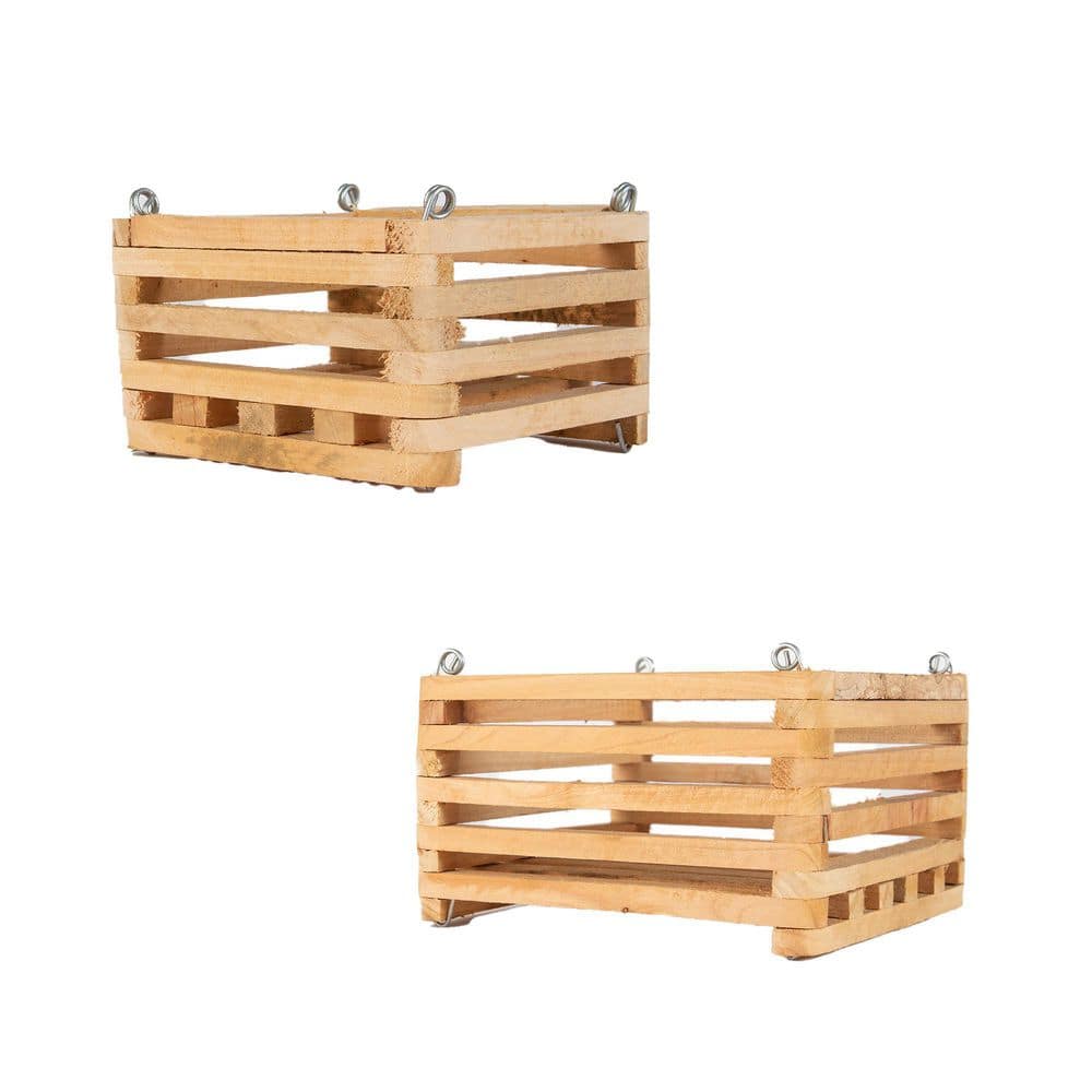 Better-Gro 6 in. Square Wood Hanging Basket Twin Pack 52711