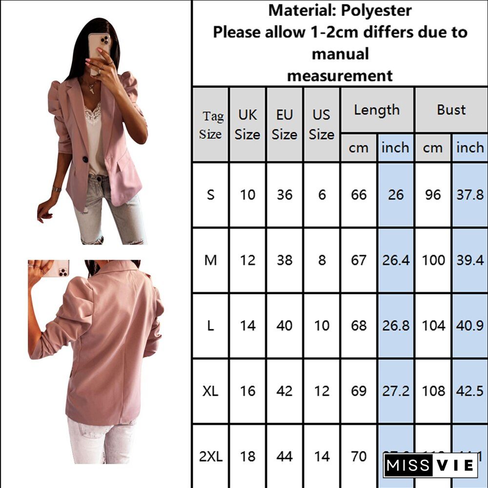 Elegant Office Lady Blazer Jacket Women Spring Autumn Long Sleeve Casual Slim Button Blazers Female Coats Ruffles Fall Suit Coat