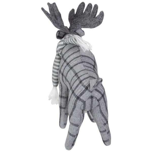 Checkered Moose with Striped Scarf Christmas Figure