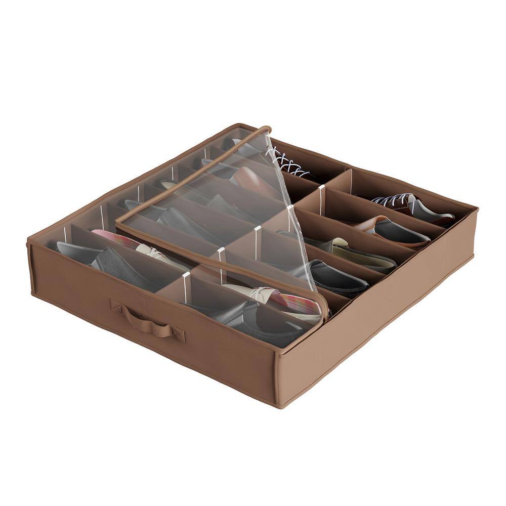 Everyday Home 27 in. x 24 in. 12-Pair Clear Plastic Zippered Cover Underbed Shoe Storage Organizer Set of 4 SH-BUND157