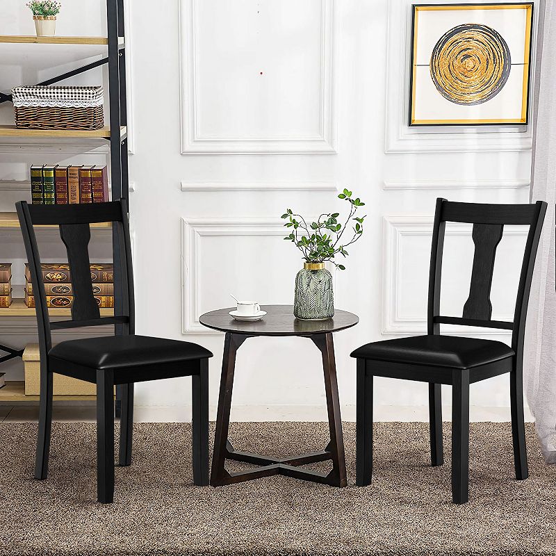 Set of 2 Dining Room Chair with Rubber Wood Frame and Upholstered Padded Seat