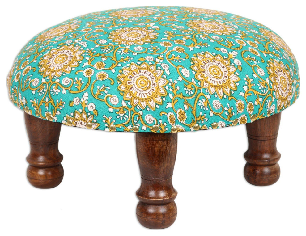 Novica Handmade Mughal Architecture Upholstered Ottoman Foot Stool   Traditional   Footstools And Ottomans   by NOVICA  Houzz