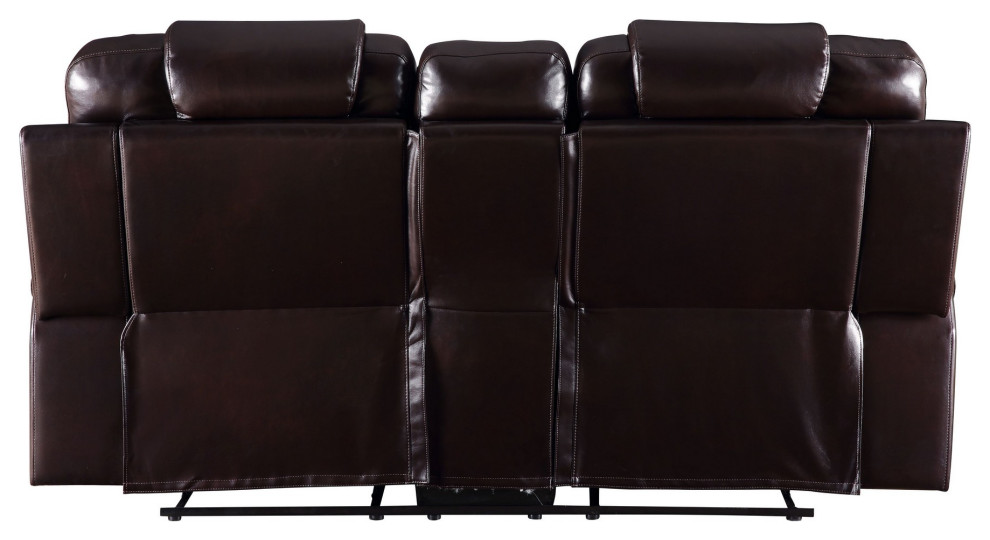 Benzara BM251081 Motion Loveseat With Leather Upholstery/Diamond Tufts  Brown   Contemporary   Loveseats   by Uber Bazaar  Houzz