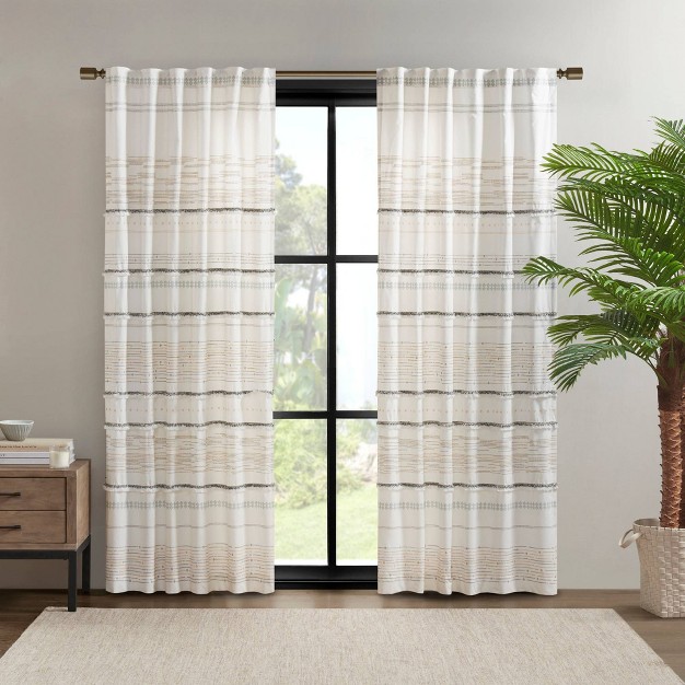 Light Filtering Nea Printed Curtain Panel Natural Ink ivy