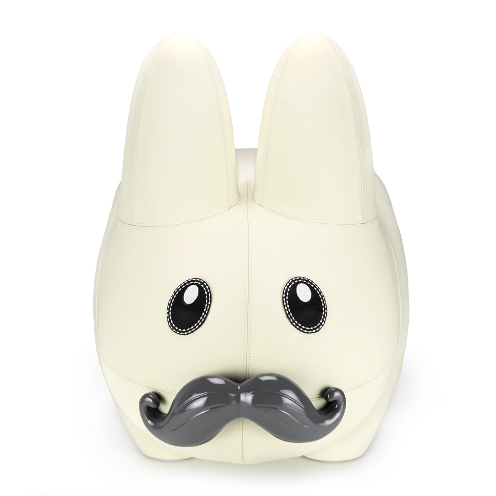 Leather Happy Labbit Stool by Frank Kozik - Virgin White Edition